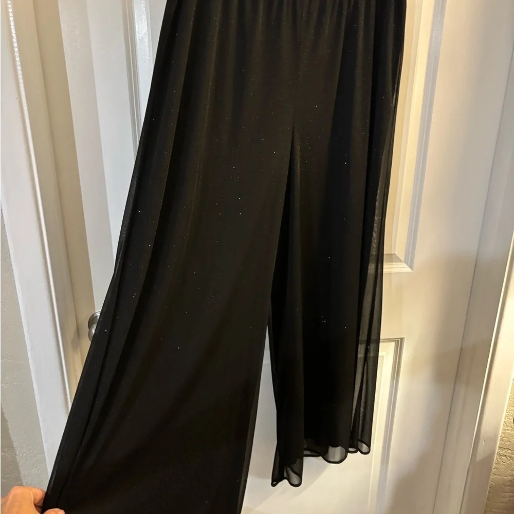 Dress Barn Black Shimmer Flowing Wide-Leg Palazzo Pants Sz 18/20